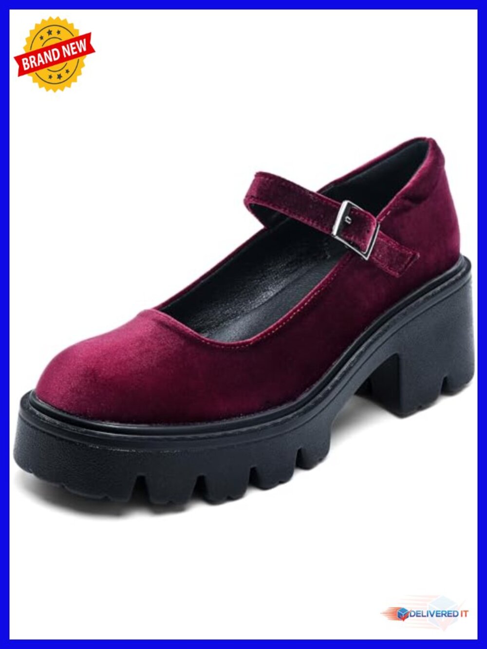 Thick-Soled Mary Jane Platform Pumps with Adjustable Ankle Strap Block Heel